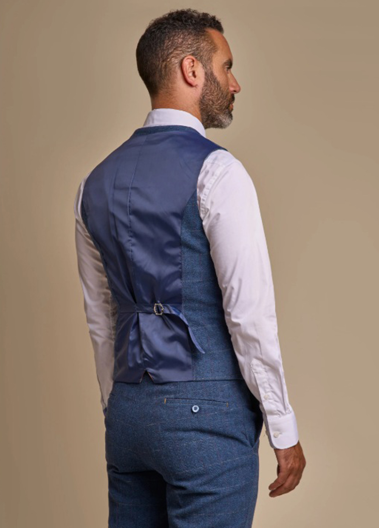 Men's Carnegi Navy Tweed Check 3 Piece Slim Fit Wedding Suit - Image 5