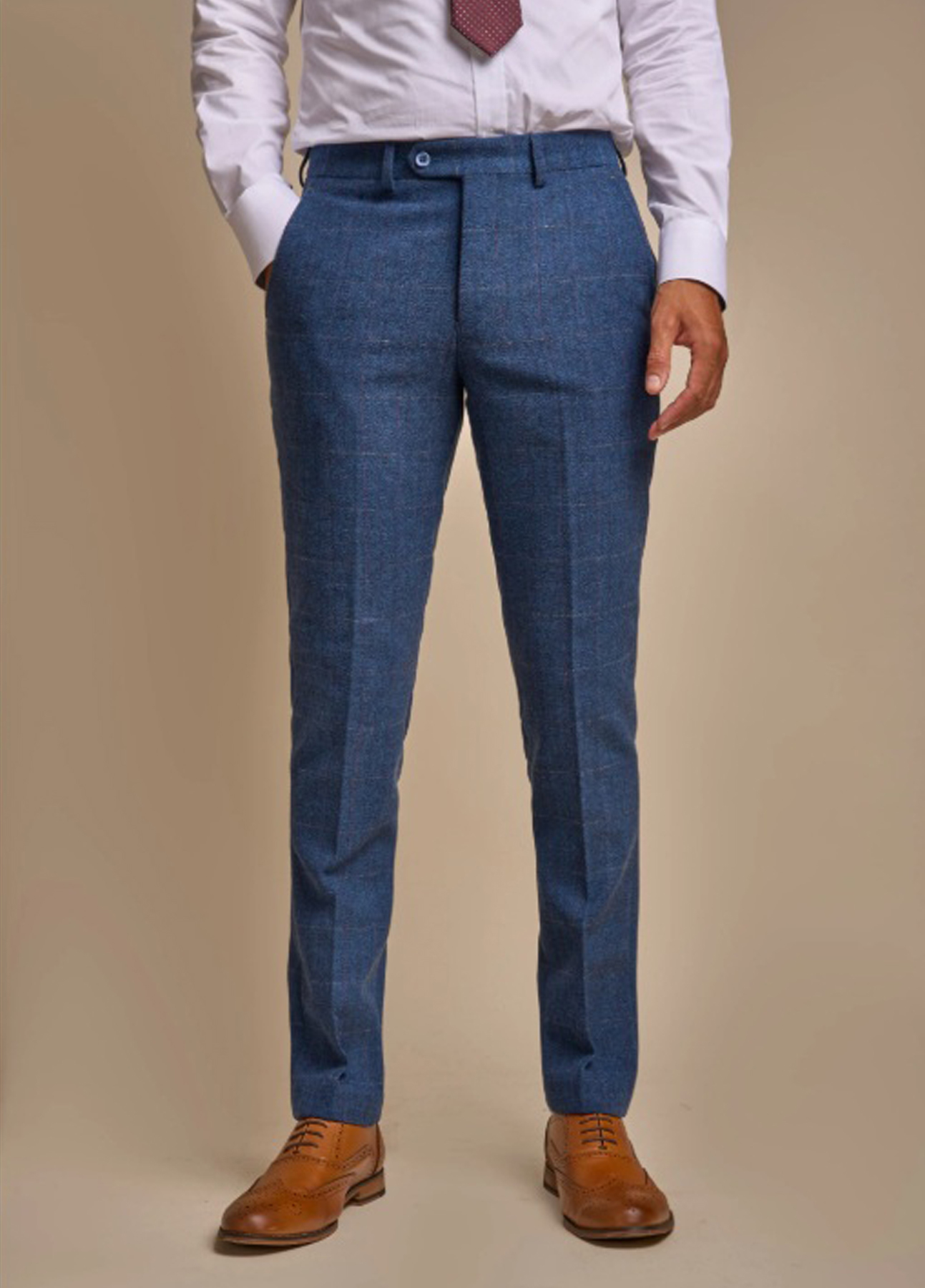 Men's Carnegi Navy Tweed Check 3 Piece Slim Fit Wedding Suit - Image 6