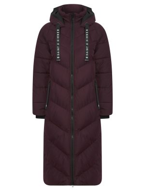 Women’s Saint & Sinner Long Padded Wine Hooded Winter Coat