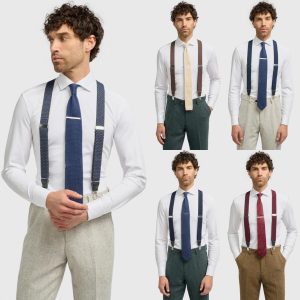 Men's Adjustable Braces Elastic Y-Back Suspenders with Clips