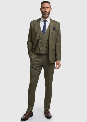 Men's Cavani Sage Green Stylish Slim Fit Wedding 3 Piece Suit
