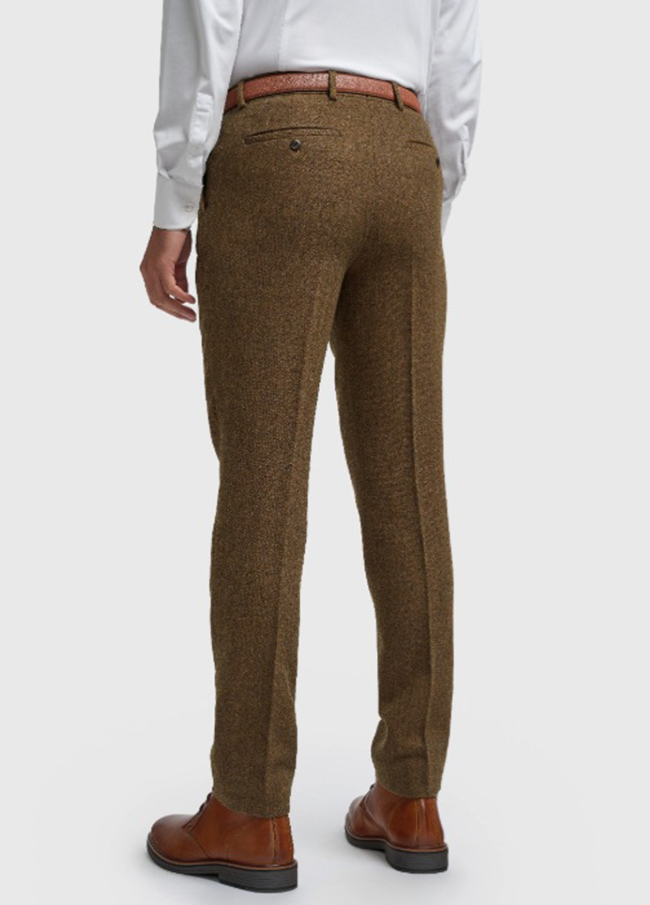 Cavani Brown Herringbone Tweed Classic Wedding 3 Piece Suit - Image 6