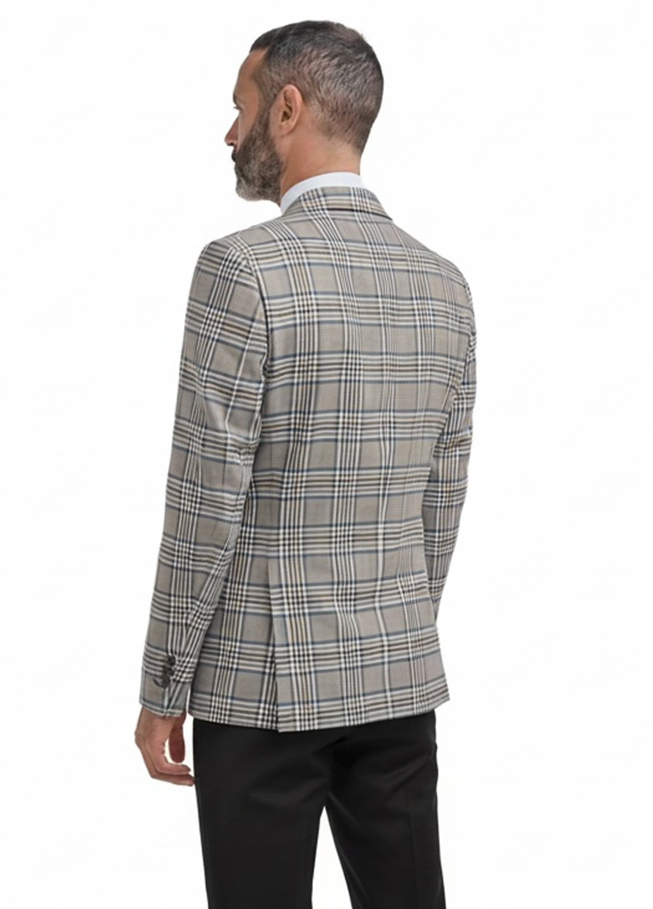 Cavani Beige Check 2 Piece Contrast Suit With Black Trousers - Image 3