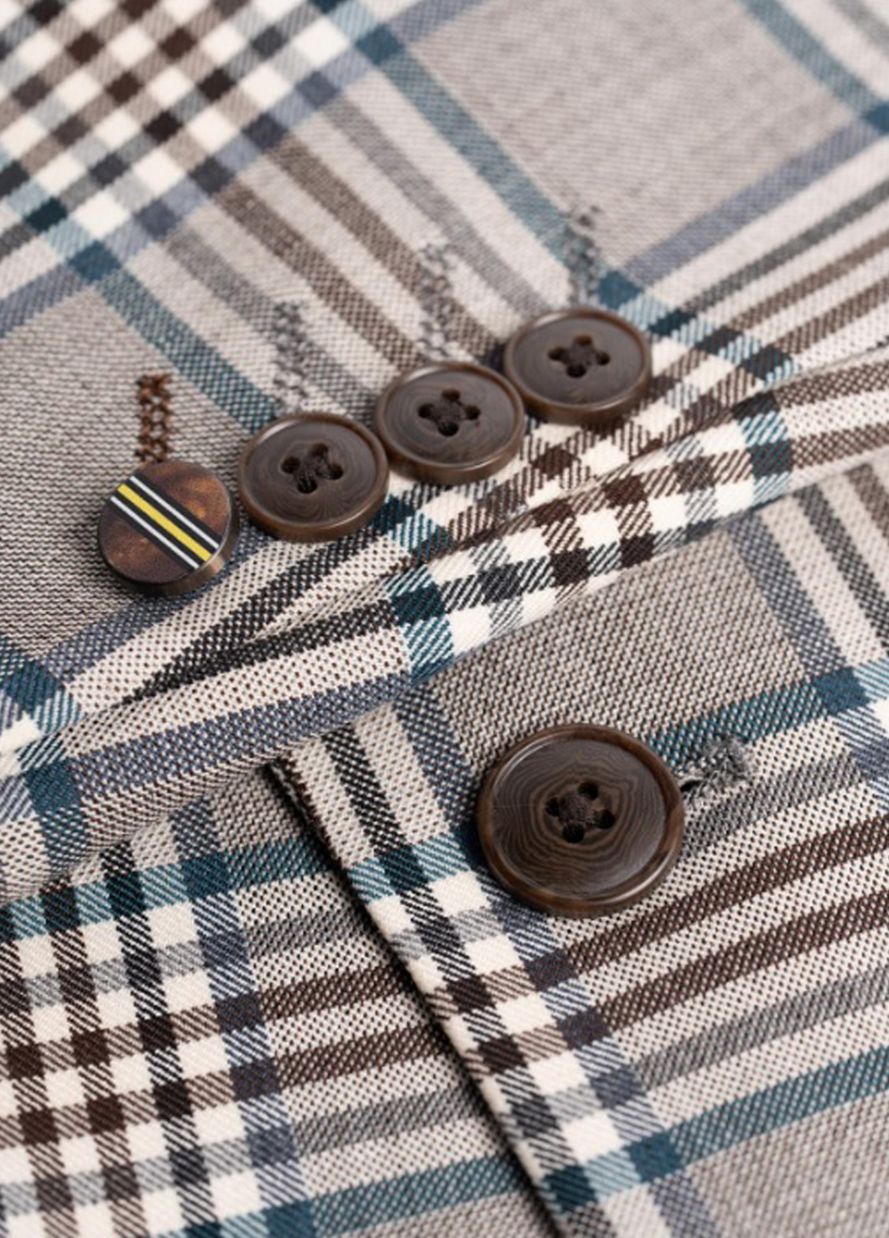 Cavani Beige Check 2 Piece Contrast Suit With Black Trousers - Image 7