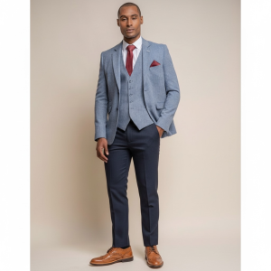 Cavani Light Blue Contrast Slim Fit 3 Piece Formal Wedding Suit