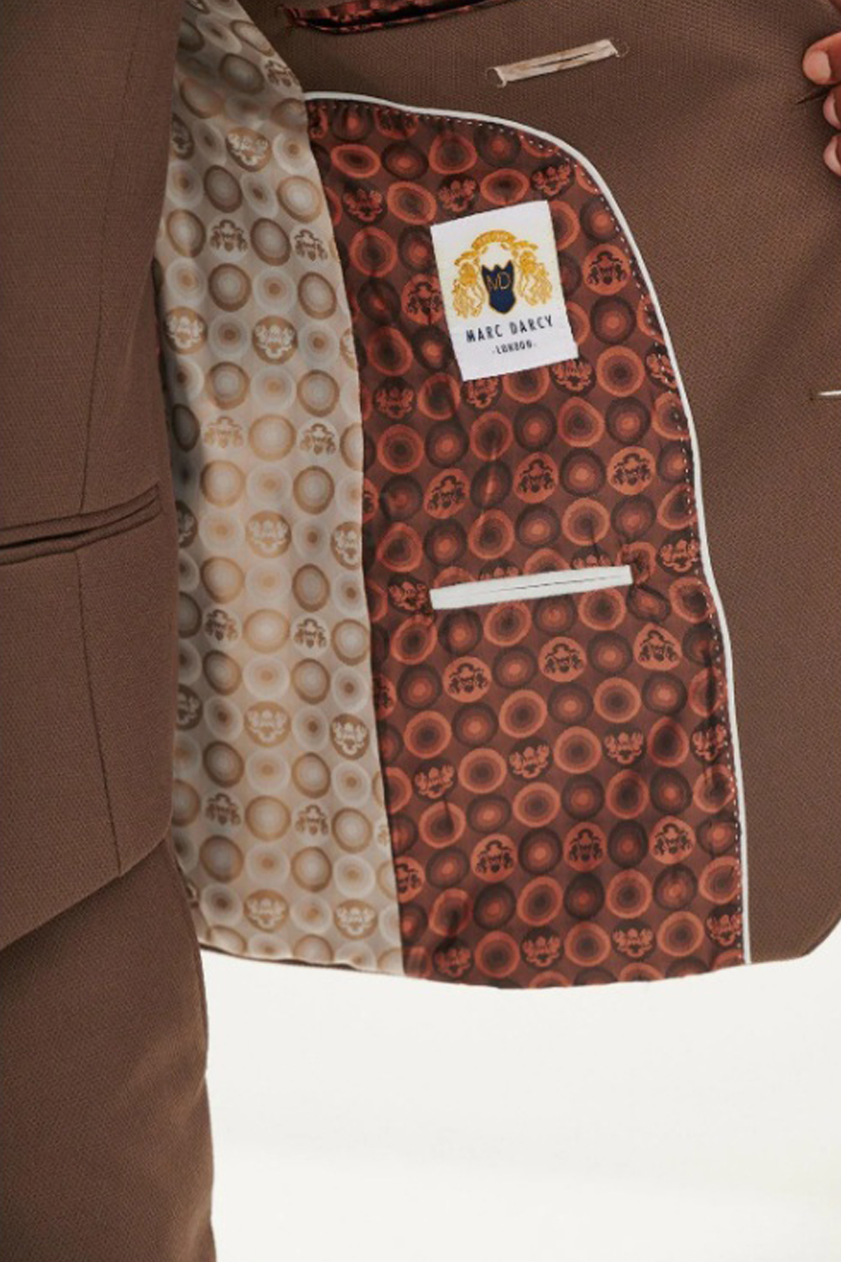 Marc Darcy Tan Brown 3 Piece Slim Fit Wedding Suit - Image 7