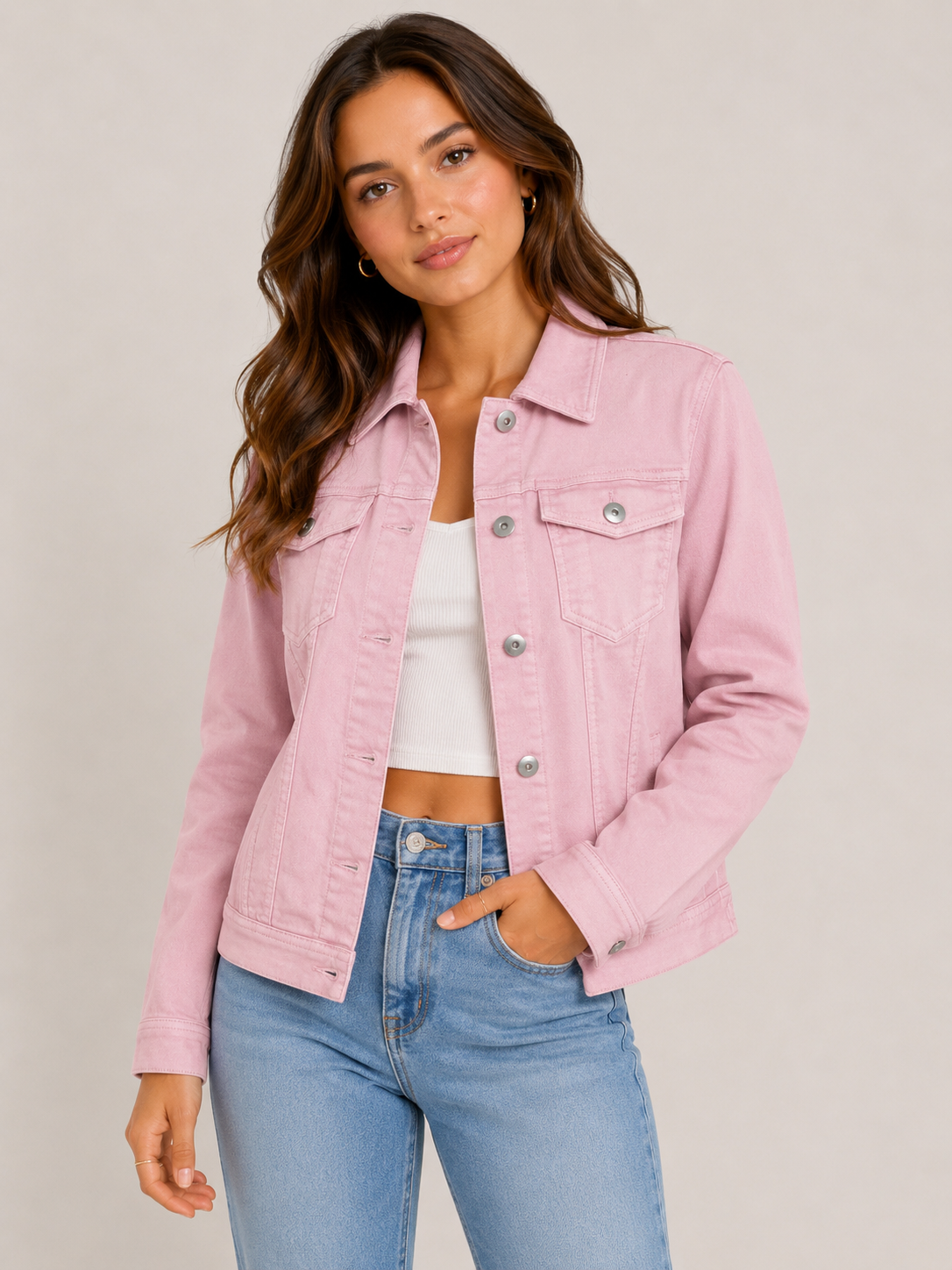 Amara Reya Women’s Pink Denim Jacket