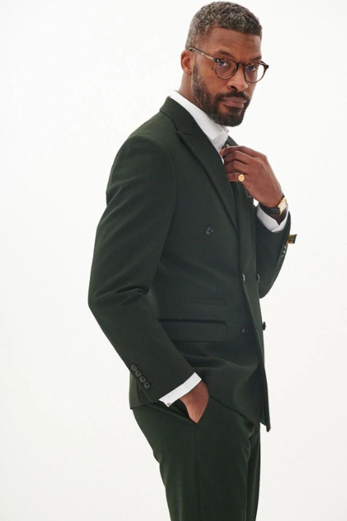 Marc Darcy Olive Green Double Breasted Blazer - Image 3