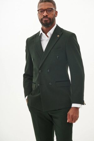 Marc Darcy Olive Green Double Breasted Blazer