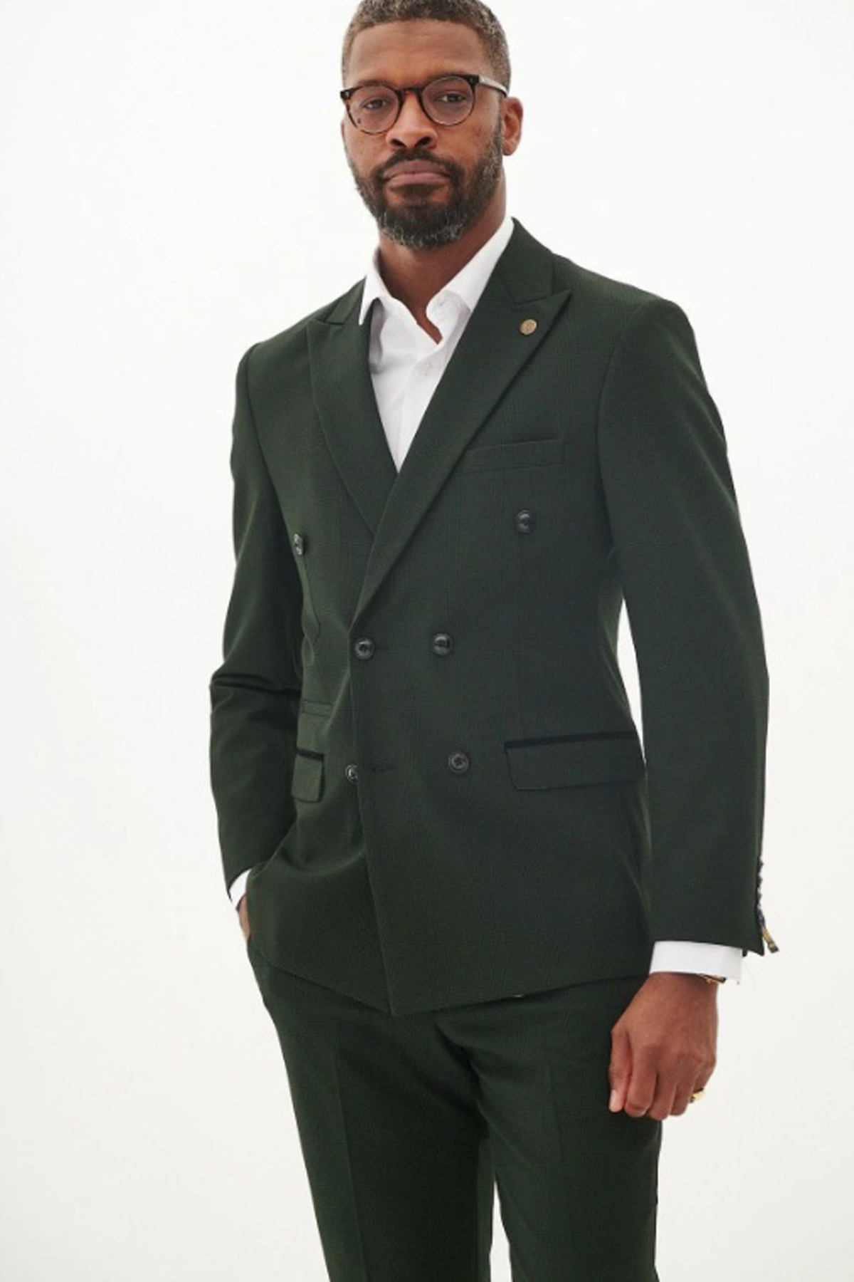 Marc Darcy Olive Green Double Breasted Blazer